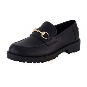 NEW CUSHIONAIRE women's romeo chunky lug sole loafer in black